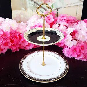 Handmade 2-Tier Stand Tea Party Dessert Jewelry Trinket Tray Christmas Gift
